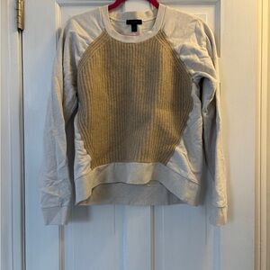 J. Crew Beige and Gray Crew Neck Sweater